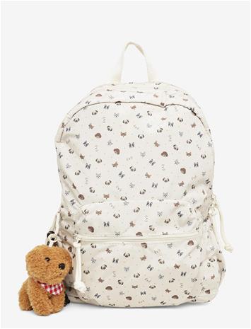 MANGO Printed Backpack With Dog Charm - LT PASTEL BROWN - One Size