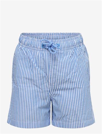 MANGO Seersucker Striped Swimsuit - MEDIUM BLUE - 152