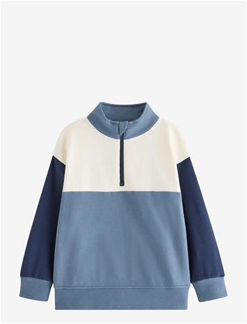 LINDEX Sweatshirt With Half-Zip - DARK DUSTY BLUE - 110