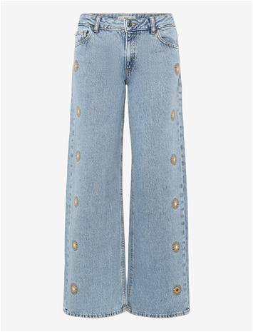 MANGO Embroidered Straight-Leg Jeans - OPEN BLUE - 34