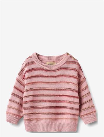 WHEAT Jacquard Pullover Harlow - BERRY CREAM STRIPE - 80