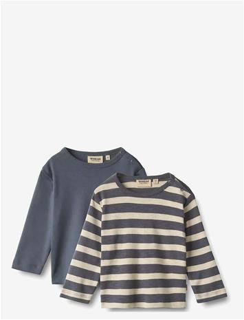 WHEAT 2 T-Shirt L/S Milo - GREYBLUE STRIPE - 86