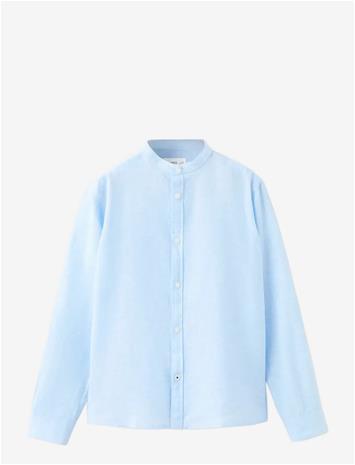 MANGO Linen-Blend Shirt - LT-PASTEL BLUE - 122