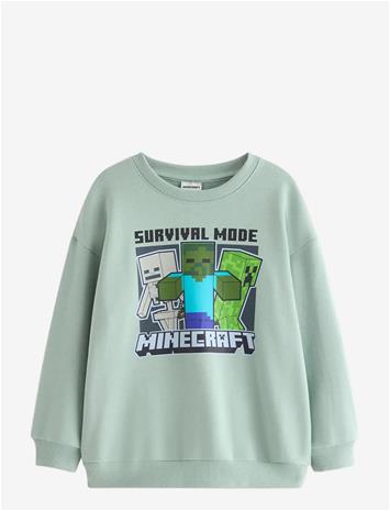 LINDEX Minecraft Sweatshirt With Brushed Inside - LIGHT DUSTY AQUA - 110