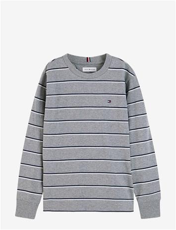 TOMMY HILFIGER Stripe Tee Ls - MEDIUM GREY HEATHER - 128