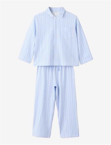 MANGO Full Cotton Striped Pyjama Set - LT-PASTEL BLUE - 98