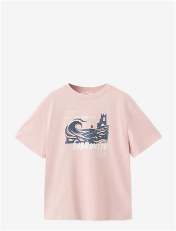 MANGO Printed Cotton-Blend T-Shirt - PINK - 152 – kuva 3/4