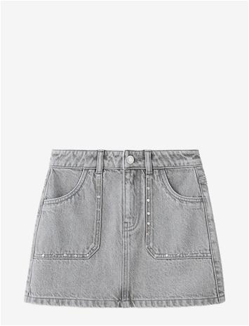 MANGO Studded Denim Skirt - OPEN GREY - 152