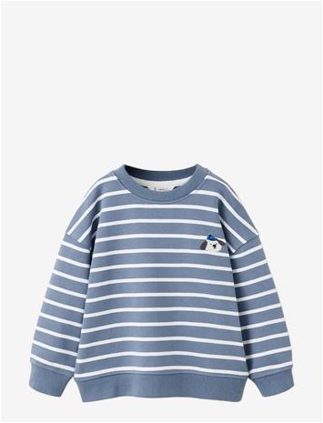 MANGO Striped Cotton Sweatshirt With Embroidery - MEDIUM BLUE - 86 – kuva 2/2