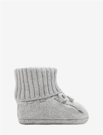 MANGO Knitted Booties With Bow - MEDIUM GREY - One Size