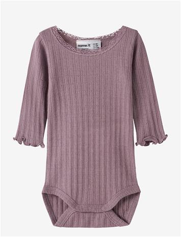 NAME IT Nbfwossa Wo/Si Rib Ls Body - TOADSTOOL - 56