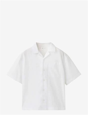 MANGO Linen-Blend Short-Sleeve Shirt - WHITE - 152
