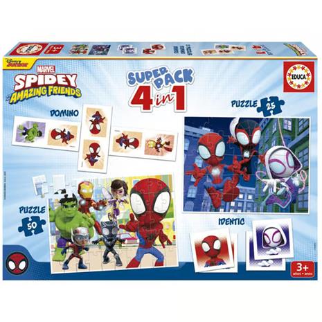 2 grundläggande pedagogiska spel och 2 pussel - EDUCA - Educa Superpack Spidey & His Amazing Friends