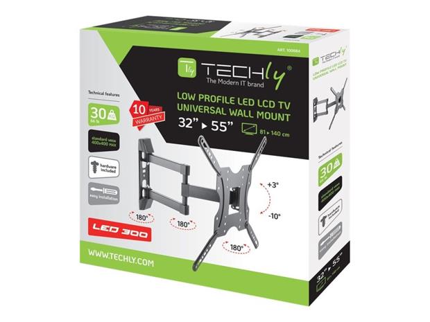 Techly 32-55" Universal LCD TV Wall Mount Bracket Black