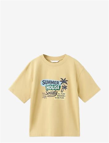 MANGO Printed Cotton-Blend T-Shirt - MEDIUM YELLOW - 140
