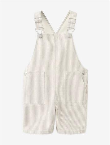 MANGO Striped Short Dungarees - LT PASTEL BROWN - 92