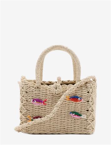 Mango Mini Raffia Bag With Fish Design - Multi/patterned - ONE SIZE