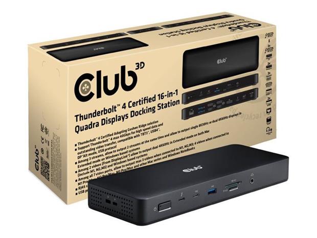CLUB3D CSV-1583 laptop dock/port replicator Wired Thunderbolt 4 Black