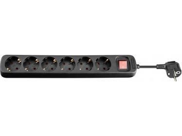 Pro Teho Socket x6 - Bk - Switch - 1.5m