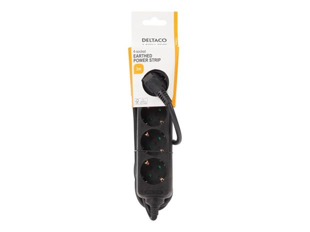 Deltaco GT-0421 Power Strip - 3 m