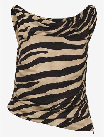 MANGO Asymmetric Printed Top - BLACK - S