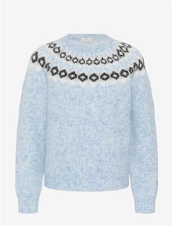 KAFFE Kaberta Pullover - BLUE MEL. -GREY/CHALK PATTERN - S – kuva 2/2