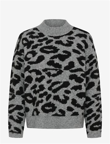 KAFFE Kasandra Pullover Ls - LGM/BLACK LEOPARD - S – kuva 3/3