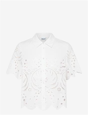 OBJECT Objelena S/S Crop Top E Rep - CLOUD DANCER - 34