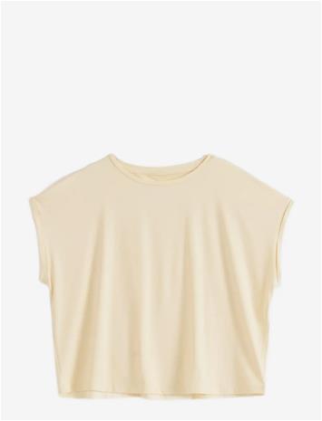AIM´N Soft Basic Roll Sleeve Top - LEMON WHITE - M