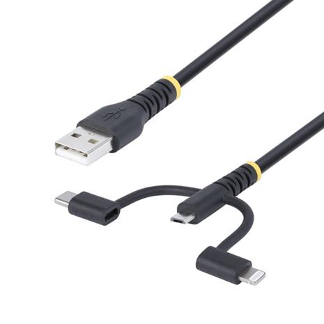 StarTech.com 3.3ft USB Multi Charging Cable Lightning/Micro-USB/Type-C - USB cable kit - 1 m