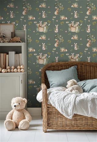 Bunny bath Forrest Green - 1028201-07 Tapetti