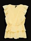 VERO MODA Vmsabrina Ss Flounce Top Wvn Exp - PALE BANANA - L