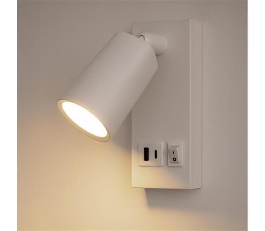 LED-seinävalaisin USB:n kanssa LED/5W/230V musta