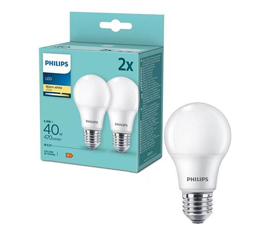 SETTI 2x LED-lamppu Philips A60 E27/4,9W/230V 2700K – kuva 1/1