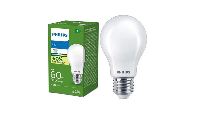 Philips A60 ULTRAEFFICIENT LED-polttimo, E27-kanta, 4 W, 230 V, 3000 K – kuva 1/1