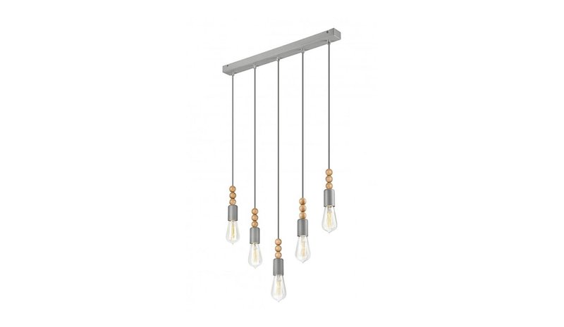 Simon riippuvalaisin 5xE27/60W/230V harmaa – kuva 1/1
