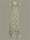 VILA Vimarigold C/S V-Neck Maxi Dress/Dc/Ka - SMOKE GREEN - 42