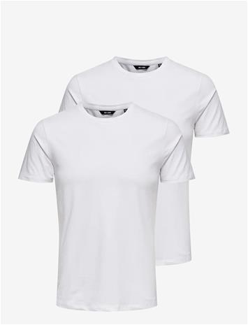 ONLY & SONS Onsbasic Slim O-Neck 2-Pack Noos - WHITE - S
