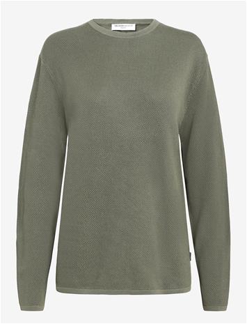 TOM TAILOR Basic Structred Crew Neck Knit - URBAN OLIVE GREEN - M
