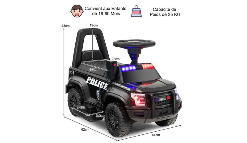 Lasten sähkökäyttöinen auto 62x44x43cm, musta väri – kuva 1/1