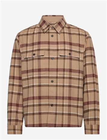 MANGO Check Overshirt With Pockets - MEDIUM BROWN - M