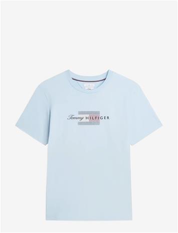 TOMMY HILFIGER Script Flag Regular Tee - BREEZY BLUE - M