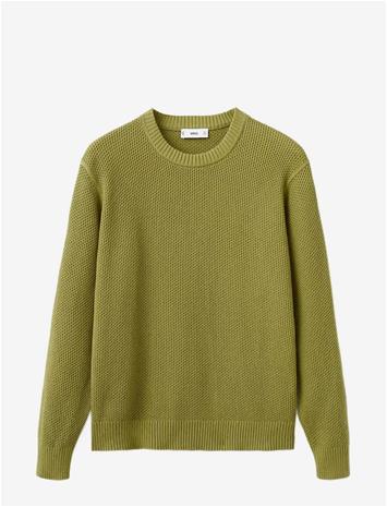 MANGO Medium-Knit Microstructure Sweater - BRIGHT GREEN - M