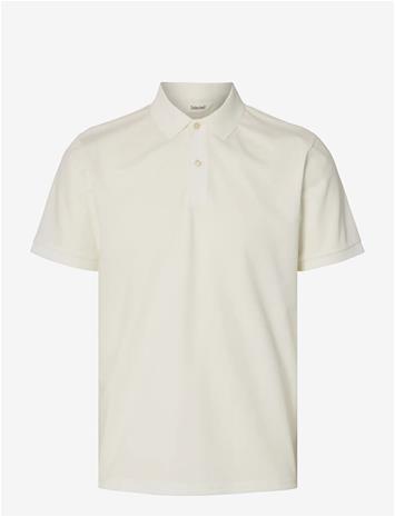 SELECTED Slmfave Button Ss Polo Noos - CLOUD DANCER - M