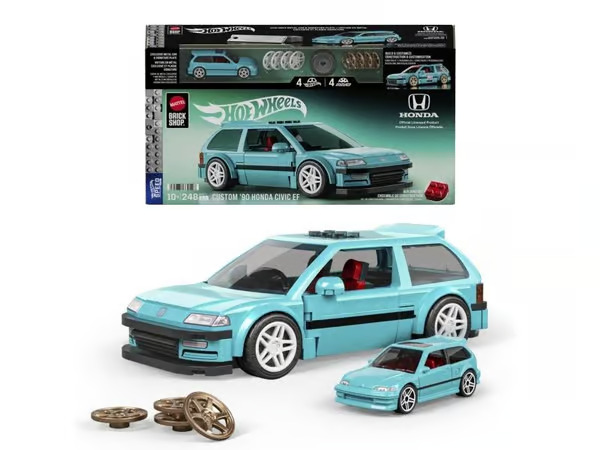 Mattel Brick Shop Hot Wheels Speed Series Rakennussarja Custom ’90 Honda Civic EF 248 Osaa