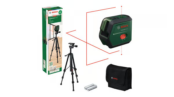 Bosch UniversalLevel 2 (0603663F01) 2xAA, ristilinjalaser + tarvikesarja