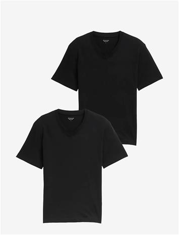 TOM TAILOR Double Pack V-Neck Tee - BLACK - M
