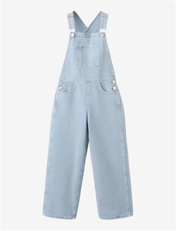 MANGO Long Denim Dungarees - MEDIUM BLUE - 140
