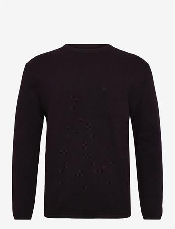 TOM TAILOR Basic Structred Crew Neck Knit - DARK PLUM - M