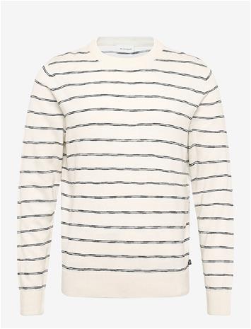 TOM TAILOR Striped Knit Pullover - WHITE NAVY STRIPE - M